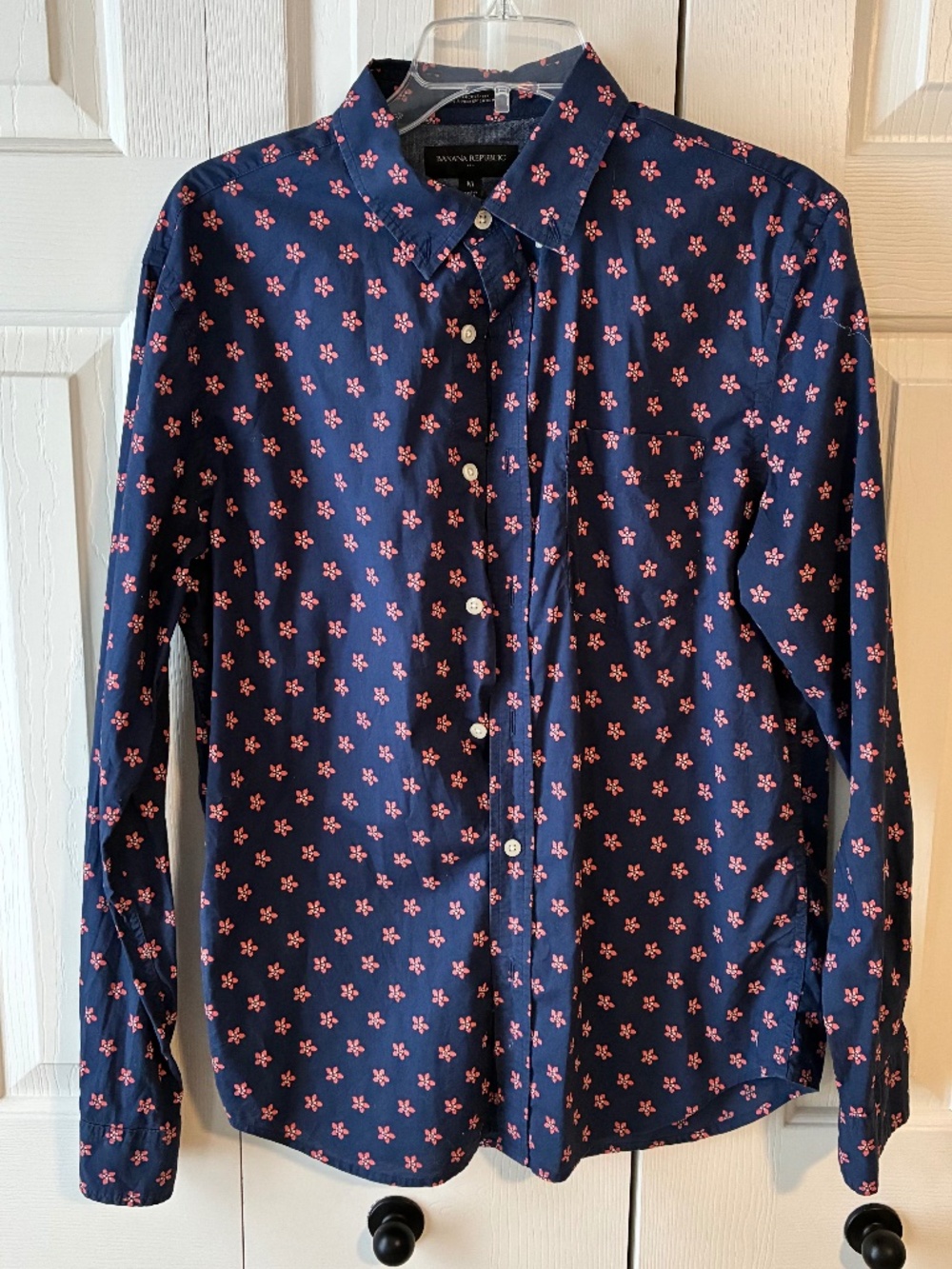 Banana Republic Slim Fit Blue Floral Button-Down Shirt - Men's M